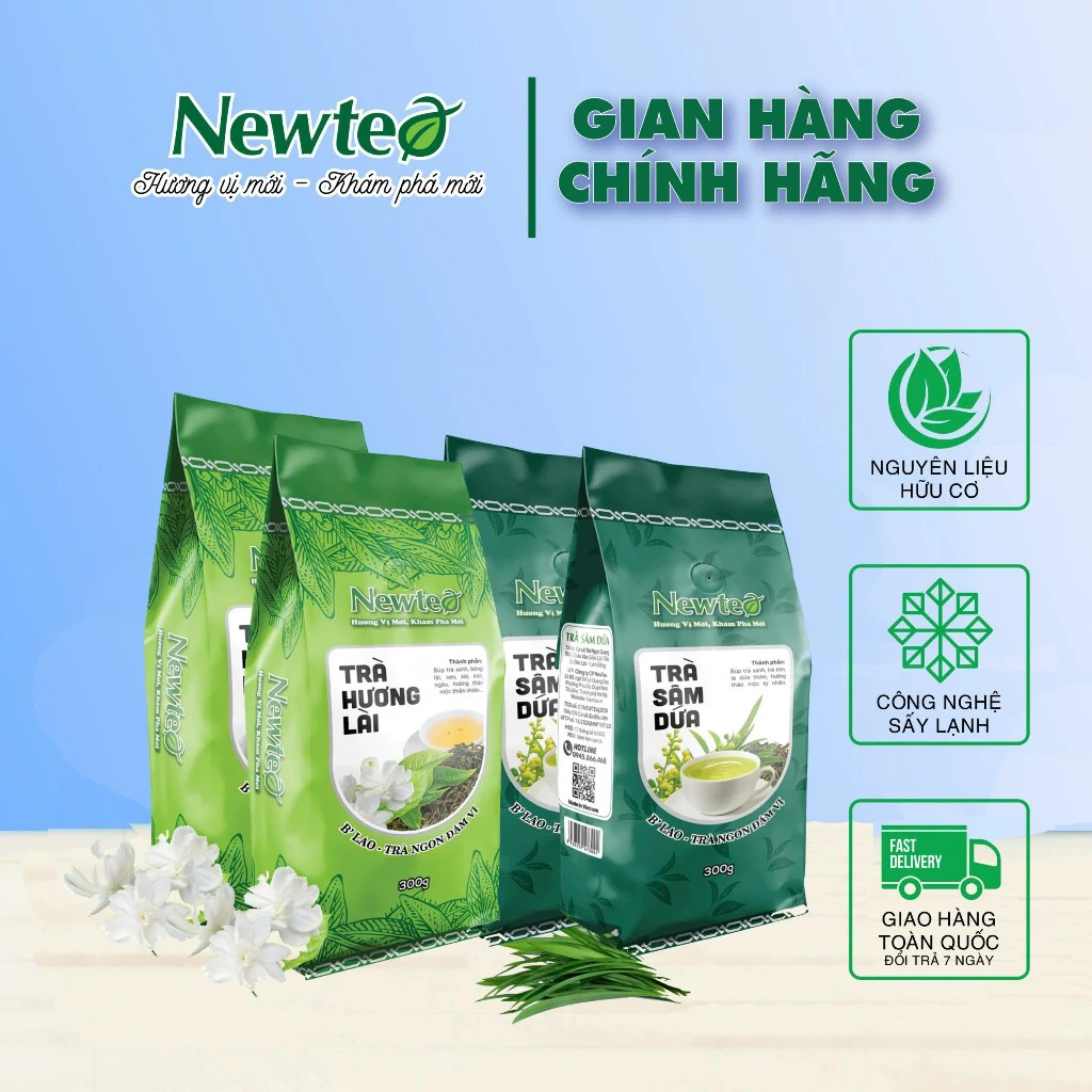 Combo 4 gói (2 Trà Sâm Dứa + 2 Trà Hương Lài) Cao Cấp Newtea 1200G