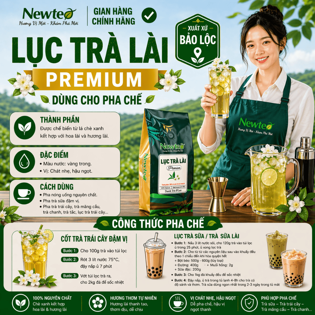 Công thức tỉ lệ ủ lục trà lài pha trà chanh cho quán