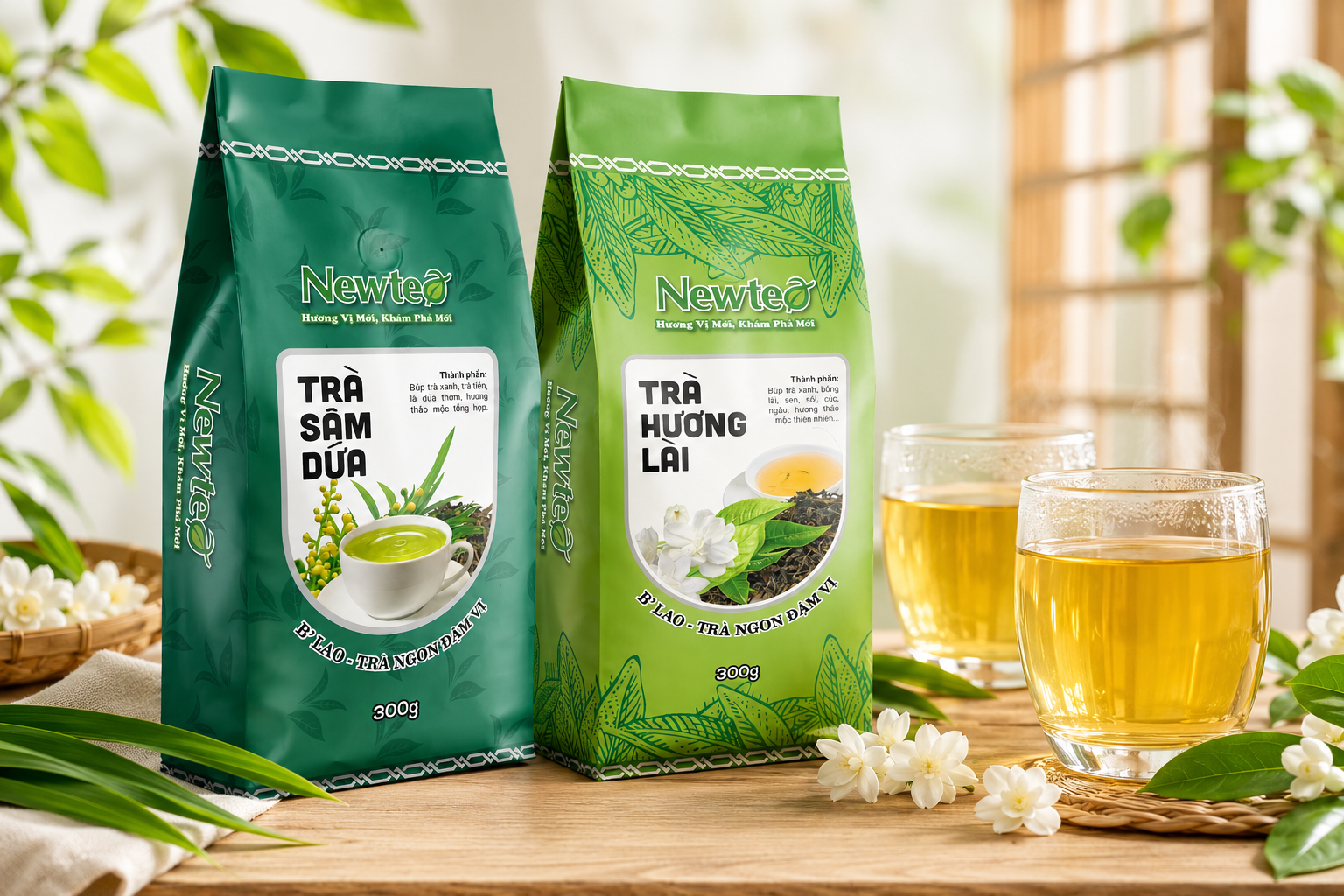trà ướp hương Newtea gồm trà hương lài và trà sâm dứa