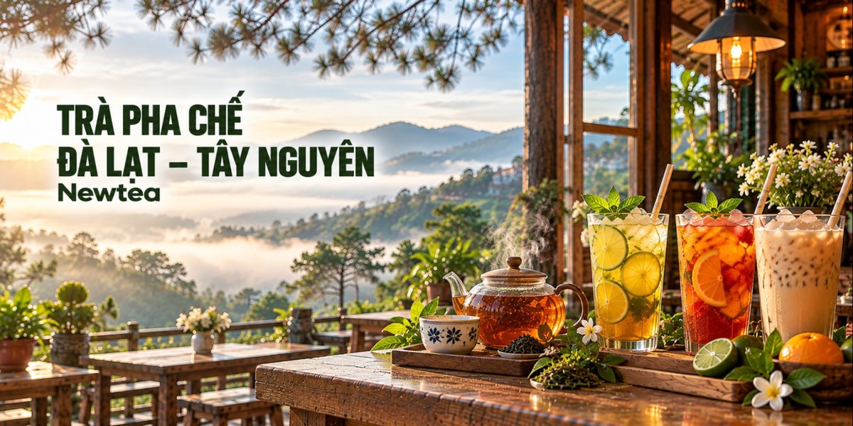 Trà pha chế Đà Lạt, Tây Nguyên Quầy trà pha chế Đà Lạt, Tây Nguyên với trà Newtea